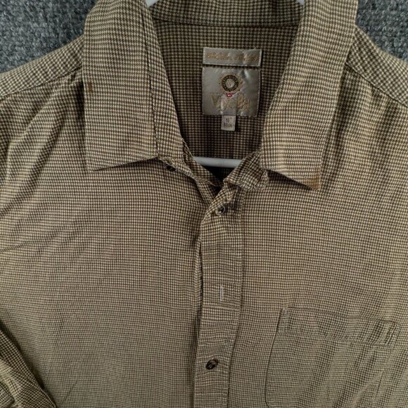 Viyella Cotton Wool Blend Button Up Shirt Men Long Sleeve Houndstooth Size 16 - Picture 1 of 16